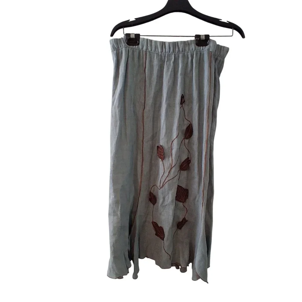 Talk of the Walk 2 pcset womens XL 100% linen laganlook skirt top vintage USA